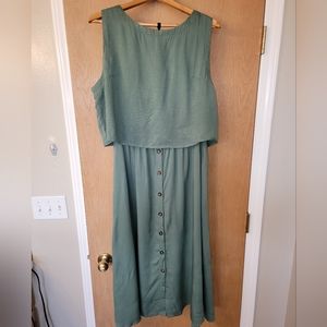 Sage green crop top & midi skirt